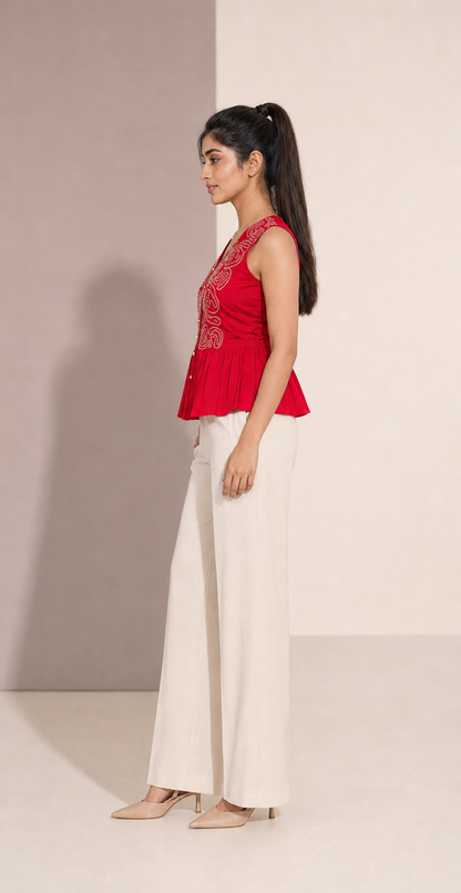 Scarlett Embroidered Peplum Top
