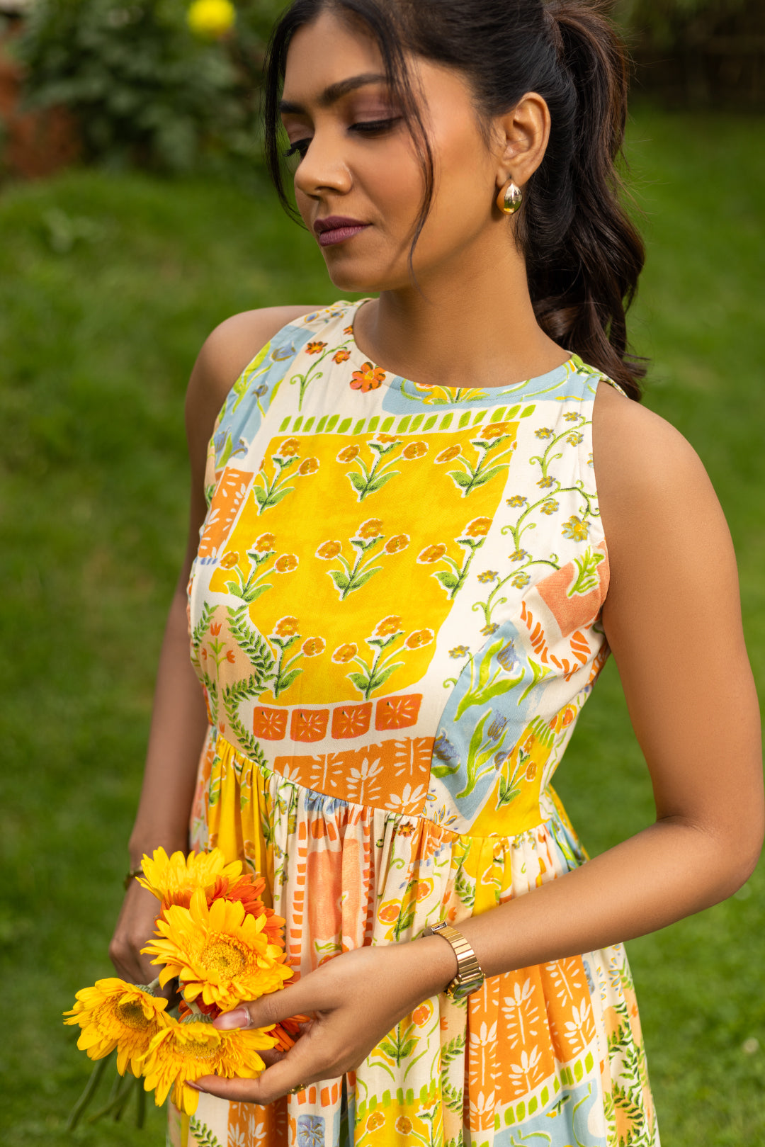 Clara Multicolour Fit & Flare Midi Dress