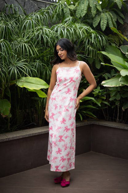 Peony Pink Floral Straight-Cut Maxi Dress