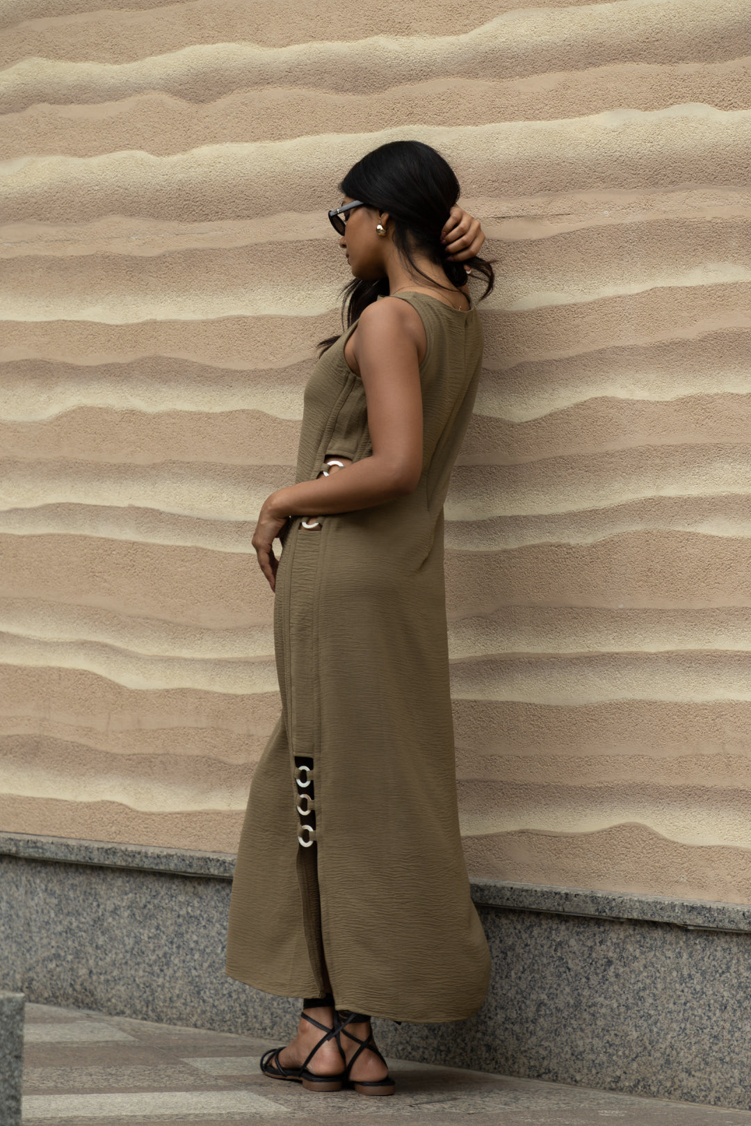 Sage Olive Calf-Length Straight Dress