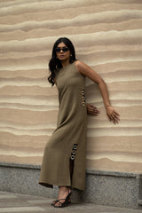 Sage Olive Calf-Length Straight Dress