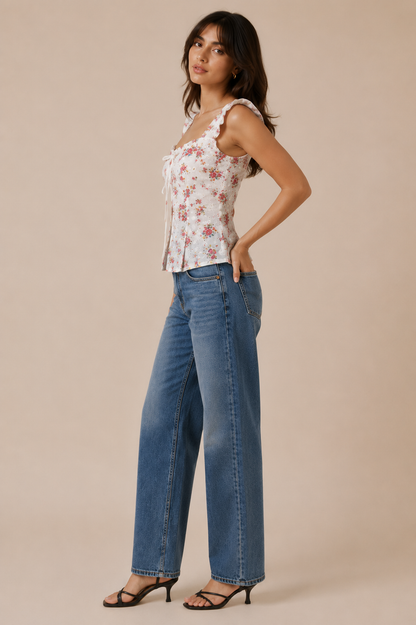 Primrose Schiffli Embroidered Fitted Peplum Top