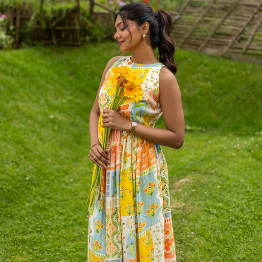 Clara Multicolour Fit & Flare Midi Dress