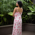 Peony Pink Floral Straight-Cut Maxi Dress
