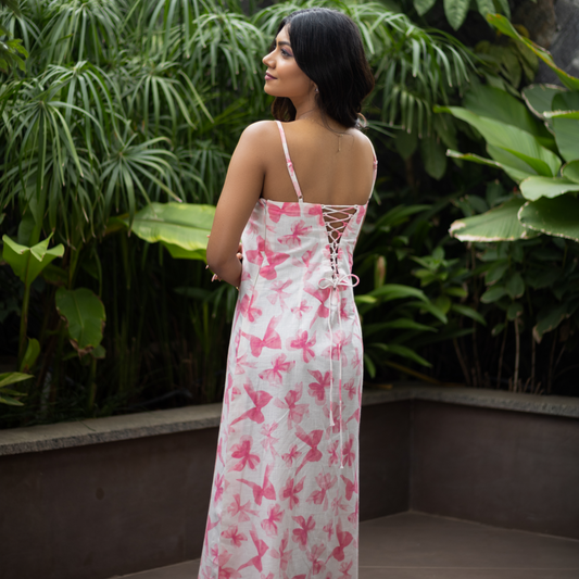 Peony Pink Floral Straight-Cut Maxi Dress