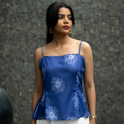 Avira Blue Floral Strappy Top