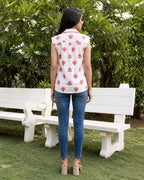 Poppy Heart Print Collared Shirt