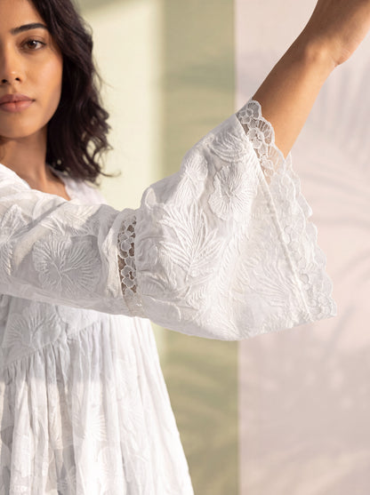 Celeste White Fit and Flare Lace Top