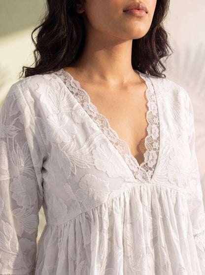 Celeste White Fit and Flare Lace Top