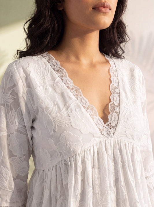 Celeste White Fit and Flare Lace Top