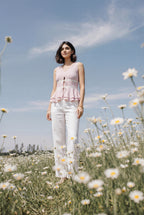 Iris Blush Pink Sleeveless Tie-up Peplum Top