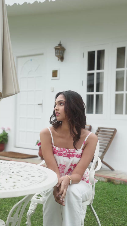Elara Rose Pink Floral Strappy Top