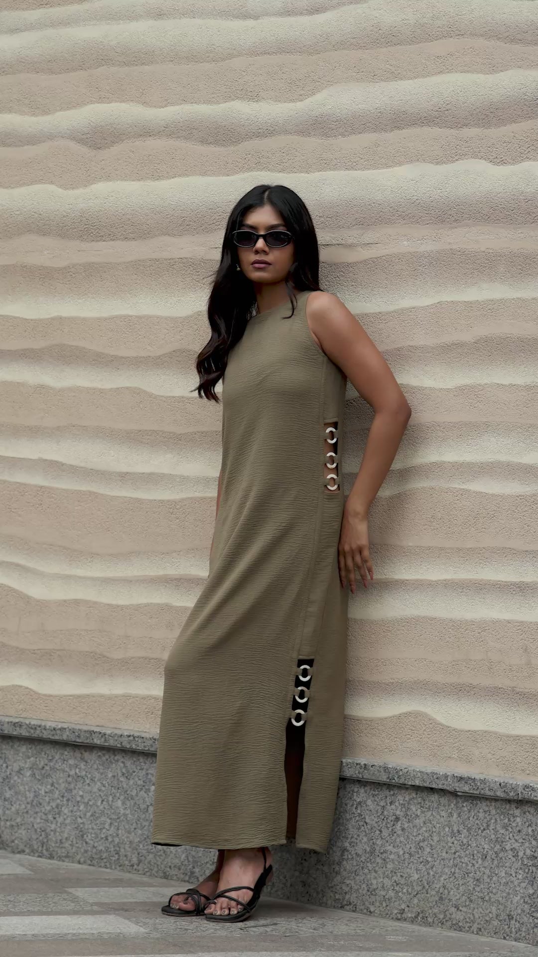 Sage Olive Calf-Length Straight Dress