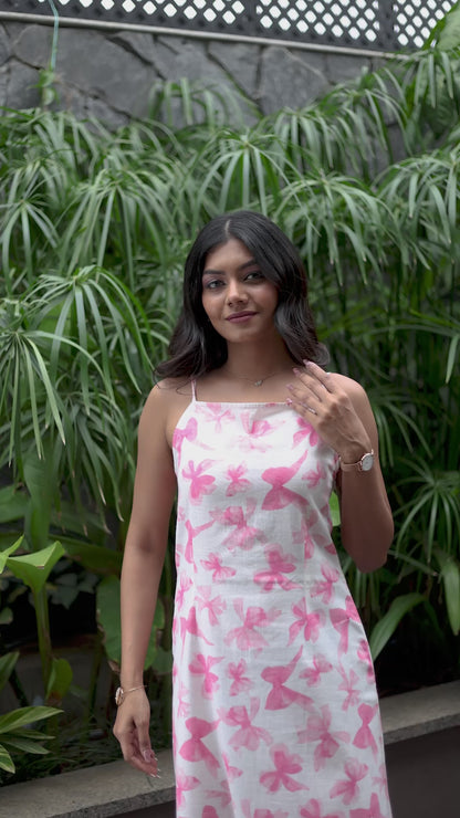 Peony Pink Floral Straight-Cut Maxi Dress